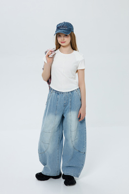 23024 Футболка, трикотаж, 134-164, для девочки, короткий рукав, "Deloras"  (Молочный, 134)