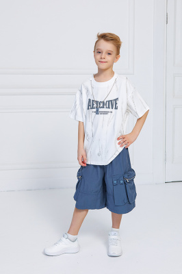 88296 Футболка, трикотаж, лето, 120-160, для мальчика, "MIX"  (Белый, 120)