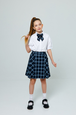 7-44ЮМ Юбка трапеция, ткань, школа, 128-158, для девочки, "Непоседа-сити" (Манч синий, 122-56-54-64)