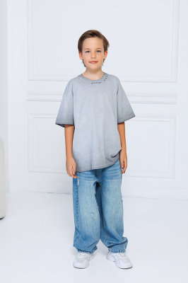 2A30156 Футболка, трикотаж, лето, 130-180, для мальчика, "MIX"  (Серо-синий, 130)