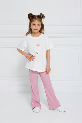 10203 Брюки, трикотаж, 98-128, для девочки, "Deloras"  (Светло-розовый, 104)