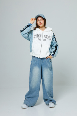 CW03 Бомбер, ткань, лето, 110-160, для девочки, дл рукав, "MIX"  (Белый, 110)