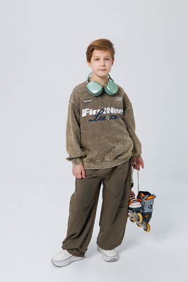 2A20067 Джемпер, трикотаж, лето, 130-170, для мальчика, дл рукав, "MIX"  (Зеленый, 130)