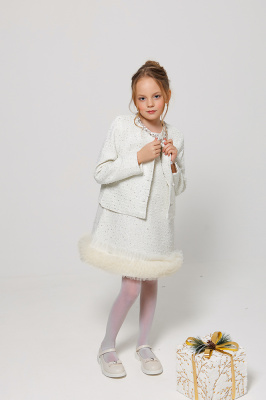 133114 Костюм НГ, трикотаж, 130-170, для девочки, "MIX"  (Белый, 130)