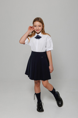 26-12-4Ю (12-4) Юбка на кокетке, ткань, школа, 128-176, для девочки, "Непоседа-сити"  (Синий, 122-56-54-64)