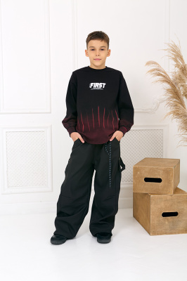 2A311108 Брюки утепленные, ткань, 130-170, для мальчика, "MIX"  (Черный, 130)