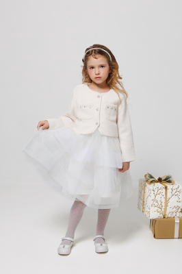 133103 Платье с жакетом НГ, ткань, 100-140, для девочки, "MIX"  (Белый, 100)