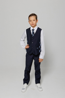 38-44 ЖМ Жилет манчестер синий вставка, 116-170, для мальчика, "Непоседа-сити"  (Манч синий, 116-56-57)