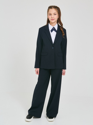 26-03-4П Пиджак, ткань, школа, 146-176, для девочки, дл рукав, "Непоседа-сити"  (Синий, 146-72-66-80)