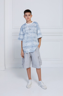 2A30193 Футболка, трикотаж, лето, 130-180, для мальчика, "MIX"  (Серый, 130)