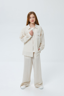 22953 Брюки, ткань, 134-164, для девочки, "Deloras"  (Кремовый, 134)