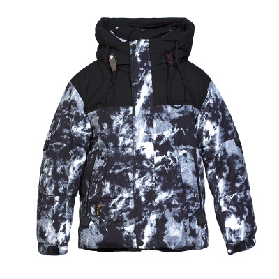 L127 Куртка, курточная ткань, зима, 140-164, для мальчика, "Bolaihidon"  (Черно-белый, 140)