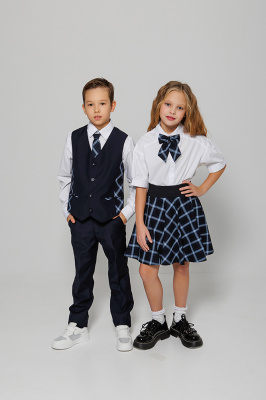 2-44 ЮМ Юбка солнце манчестер синий, 116-170, "Непоседа-сити"  (Манч синий, 116-56-54-64)