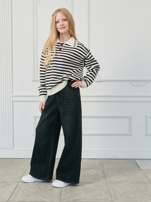 6838 Джемпер, вязка, 130-170, для девочки, дл рукав, "MIX"  (Бежевый, 130)