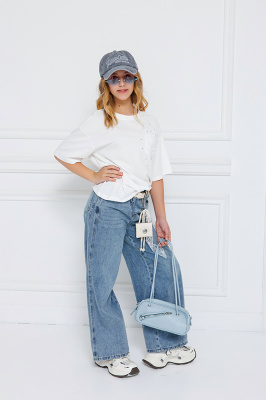 23094 Брюки, джинс, 134-164, для девочки, "Deloras"  (Джинсовый, 134)