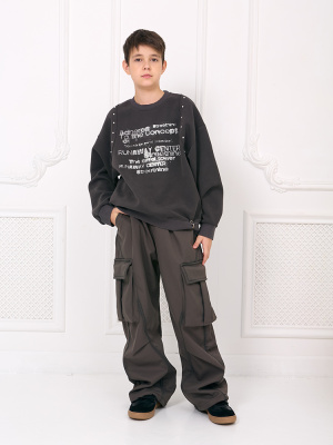 2A303025 Джемпер, трикотаж, 120-170, для мальчика, дл рукав, "MIX"  (Серый, 120)