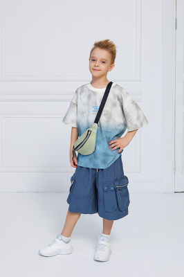 88271 Футболка, трикотаж, лето, 120-160, для мальчика, "MIX"  (Синий, 120)