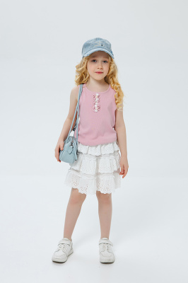 10205 Юбка, ткань, 98-128, для девочки, "Deloras"  (Молочный, 104)