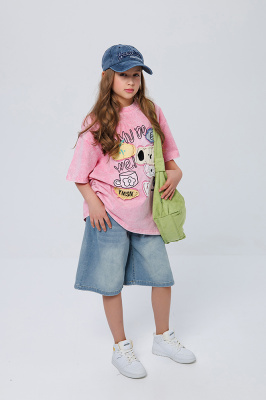 26927 Бриджи, джинс, лето, 134-154, для девочки, "MIX"  (Синий, 134)