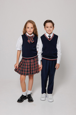 05-49 G Жилет, вязка, школа,122-198, универсал,"Непоседа-сити"  (Синий, 116)