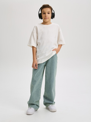 81539 Футболка, трикотаж, 134-164, универсал, короткий рукав, "Deloras"  (Молочный, 134)