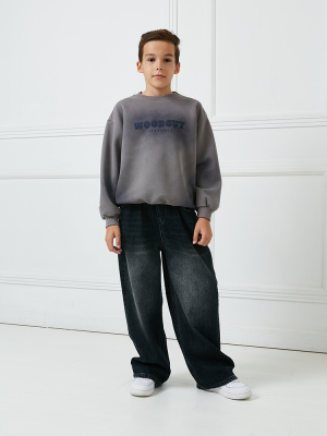 267001 Джемпер, трикотаж, 120-160, для мальчика, дл рукав, "MIX"  (Серый, 160)