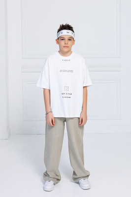 2A30027 Футболка, трикотаж, лето, 130-180, для мальчика, "MIX"  (Белый, 130)