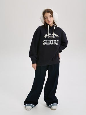 133070 Джемпер утепленный, трикотаж, 140-170, для девочки, "MIX"  (Темно-синий, 140)