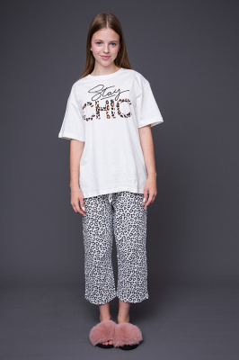 008_ОП25 Комплект дд (футболка кор. рукав+укороченные брюки) мультиколор - 1