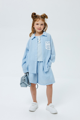 10195 Шорты, ткань, 98-128, для девочки, "Deloras"  (Светло-голубой, 104)