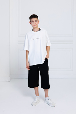 2A30018 Футболка, трикотаж, лето, 130-180, для мальчика, "MIX"  (Белый, 130)