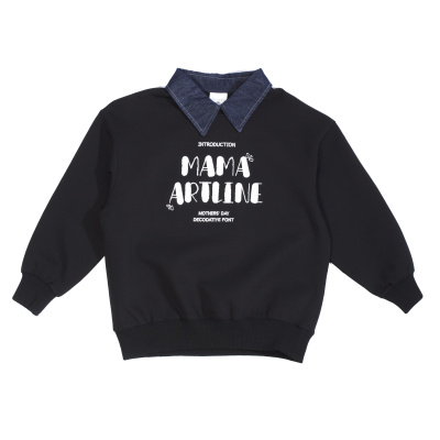 S8252330 Джемпер, трикотаж, 140-170, для девочки, дл рукав, "MIX"  (Черный, 140)