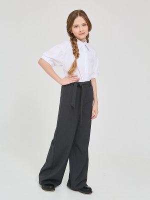 25-23-3Б Брюки палаццо, ткань, школа, 122-176, для девочки, "Непоседа-сити"  (Серый, 122-56-54-64)