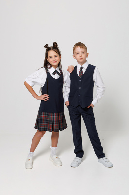 26-43 Сарафан манчестер серый, 116-164, "Непоседа-сити"  (Манч серый, 116-56-54-64)