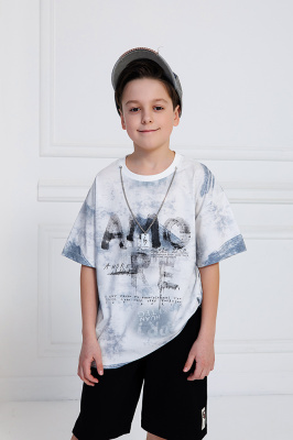 26807 Футболка, трикотаж, лето, 110-150, для мальчика, "MIX"  (Белый, 110)