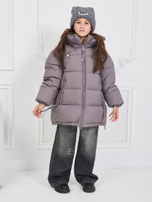 6891 Полупальто, курточная ткань, зима, 134-164, для девочки, "Bolaihidon"  (Бежевый, 134)