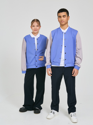 25-219 Б  Бомбер на кнопках голубой, 122-182, универсал, "Непоседа-сити"  (Голубой/Серый, 122-56-54-64)